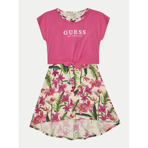 Guess Sukienka codzienna J5GK13 K6YW4 Różowy Regular Fit ze sklepu MODIVO w kategorii Sukienki dziewczęce - zdjęcie 182760564