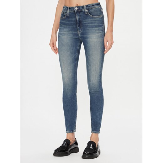 Calvin Klein Jeans Jeansy High Rise Super Skinny Ankle J20J222146 Niebieski Skinny Fit ze sklepu MODIVO w kategorii Jeansy damskie - zdjęcie 182760652