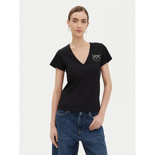 PINKO T-Shirt 100372 A24E Czarny Regular Fit ze sklepu MODIVO w kategorii Bluzki damskie - zdjęcie 182760673