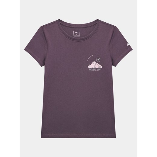 4F T-Shirt 4FJSS23TTSHF390 Fioletowy Regular Fit ze sklepu MODIVO w kategorii Bluzki dziewczęce - zdjęcie 182760690