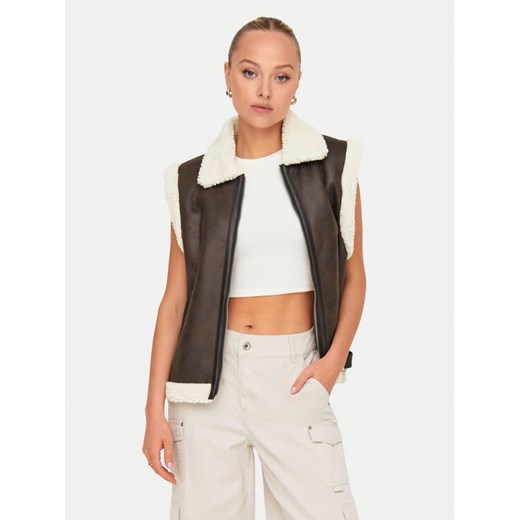 ONLY Bezrękawnik Betty 15322433 Brązowy Regular Fit ze sklepu MODIVO w kategorii Kamizelki damskie - zdjęcie 182760802