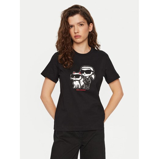 KARL LAGERFELD T-Shirt A1W17129 Czarny Regular Fit ze sklepu MODIVO w kategorii Bluzki damskie - zdjęcie 182760881