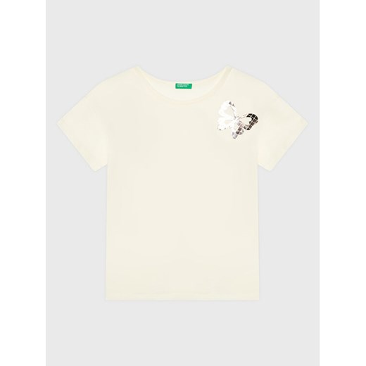 United Colors Of Benetton T-Shirt 3096C10AS Écru Regular Fit ze sklepu MODIVO w kategorii Bluzki dziewczęce - zdjęcie 182761060