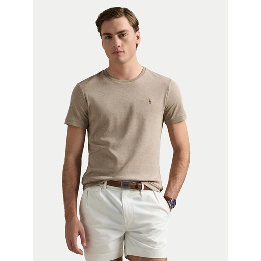 Polo Ralph Lauren T-Shirt 710740727089 Beżowy Custom Slim Fit ze sklepu MODIVO w kategorii T-shirty męskie - zdjęcie 182761070