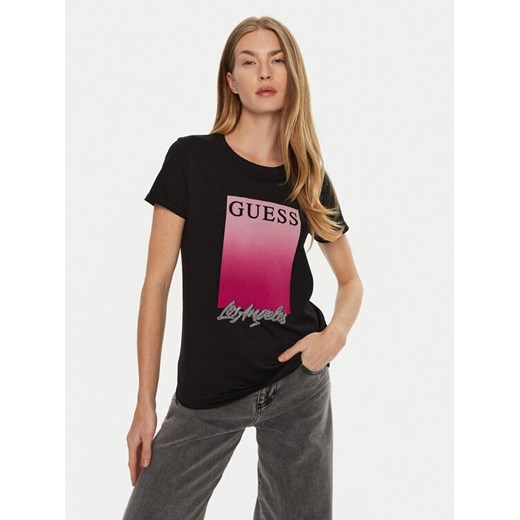 Guess T-Shirt W4BI30 JA914 Czarny Regular Fit ze sklepu MODIVO w kategorii Bluzki damskie - zdjęcie 182761252