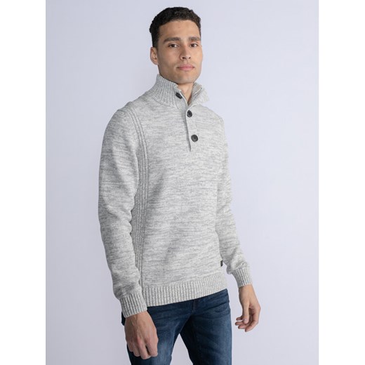 Petrol Industries Sweter M-3030-KWC206 Szary Regular Fit ze sklepu MODIVO w kategorii Swetry męskie - zdjęcie 182761271