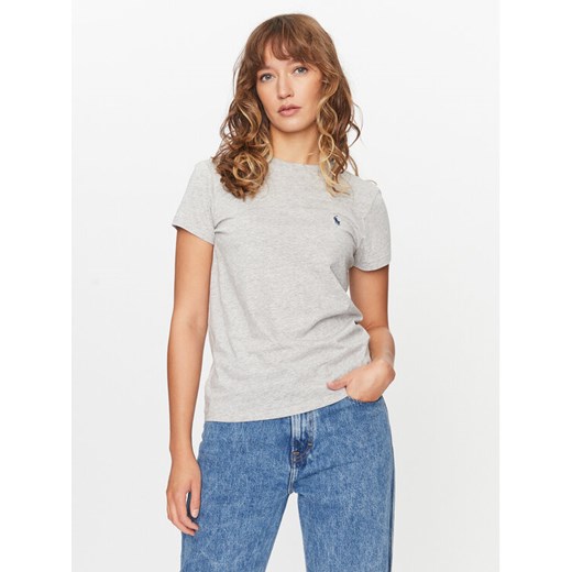 Polo Ralph Lauren T-Shirt 211898698008 Szary Regular Fit ze sklepu MODIVO w kategorii Bluzki damskie - zdjęcie 182761631