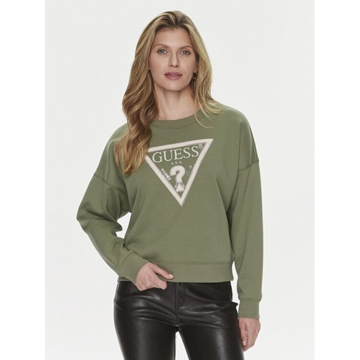 Guess Bluza Pony W4RQ13 KC5H2 Zielony Regular Fit ze sklepu MODIVO w kategorii Bluzy damskie - zdjęcie 182761634