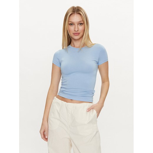 Gina Tricot T-Shirt 21287 Błękitny Slim Fit ze sklepu MODIVO w kategorii Bluzki damskie - zdjęcie 182761762