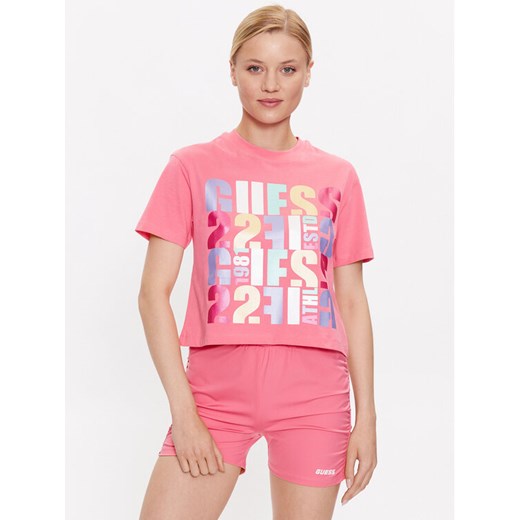 Guess T-Shirt Edwina V3GI08 I3Z14 Różowy Regular Fit ze sklepu MODIVO w kategorii Bluzki damskie - zdjęcie 182762414