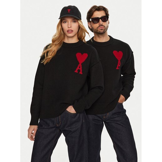 AMI PARIS Sweter BFUKS006.018 Czarny Regular Fit ze sklepu MODIVO w kategorii Swetry męskie - zdjęcie 182762480