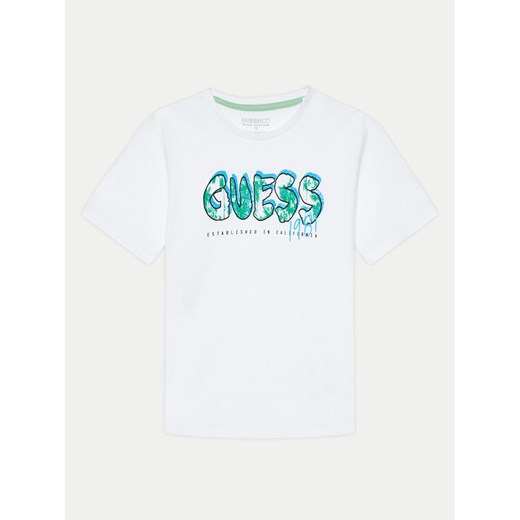 Guess T-Shirt L4YI20 K8HM4 Biały Regular Fit ze sklepu MODIVO w kategorii T-shirty chłopięce - zdjęcie 182762583