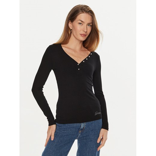 Guess Bluzka Kyla W4BP51 KBCO2 Czarny Regular Fit ze sklepu MODIVO w kategorii Bluzki damskie - zdjęcie 182762660