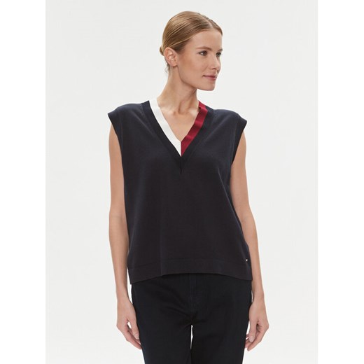 Tommy Hilfiger Sweter WW0WW40123 Granatowy Relaxed Fit ze sklepu MODIVO w kategorii Kamizelki damskie - zdjęcie 182762691