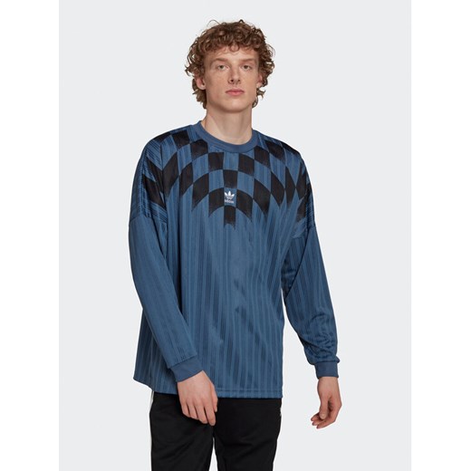 adidas Longsleeve Rekive Graphic HK7331 Niebieski Loose Fit ze sklepu MODIVO w kategorii T-shirty męskie - zdjęcie 182762771