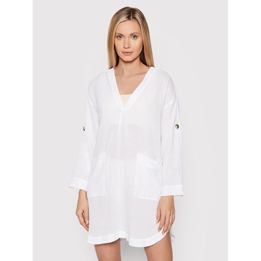 Seafolly Sukienka plażowa Essential 54020-CU Biały Relaxed Fit ze sklepu MODIVO w kategorii Odzież plażowa - zdjęcie 182762952