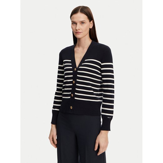 Gant Kardigan 4805319 Granatowy Regular Fit ze sklepu MODIVO w kategorii Swetry damskie - zdjęcie 182763001