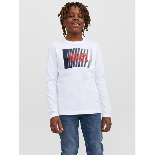 Jack&Jones Junior Bluzka 12244209 Biały Regular Fit ze sklepu MODIVO w kategorii T-shirty chłopięce - zdjęcie 182763150