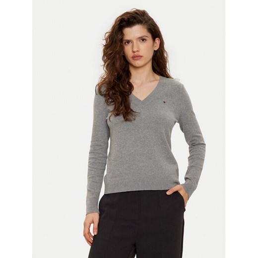 Tommy Hilfiger Sweter WW0WW40098 Szary Regular Fit ze sklepu MODIVO w kategorii Swetry damskie - zdjęcie 182763294