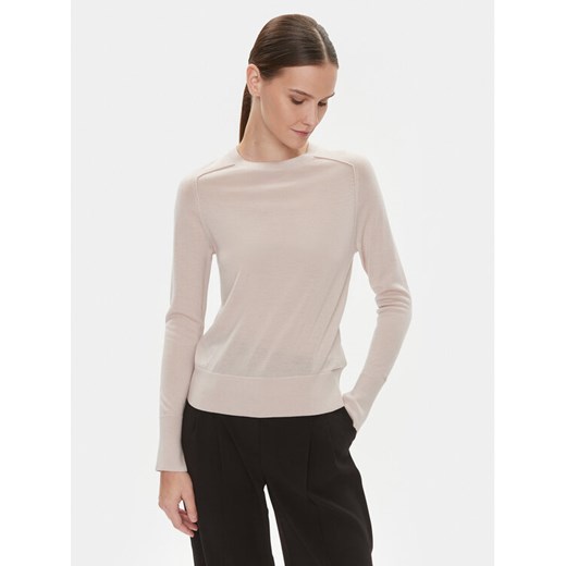 Calvin Klein Sweter K20K205777 Beżowy Regular Fit ze sklepu MODIVO w kategorii Swetry damskie - zdjęcie 182763383