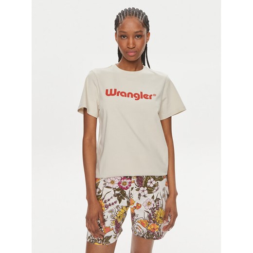 Wrangler T-Shirt 112350305 Écru Regular Fit ze sklepu MODIVO w kategorii Bluzki damskie - zdjęcie 182763634