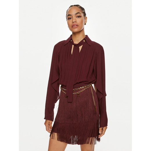 Elisabetta Franchi Sukienka koktajlowa AB-654-46E2 Bordowy Regular Fit ze sklepu MODIVO w kategorii Sukienki - zdjęcie 182763642