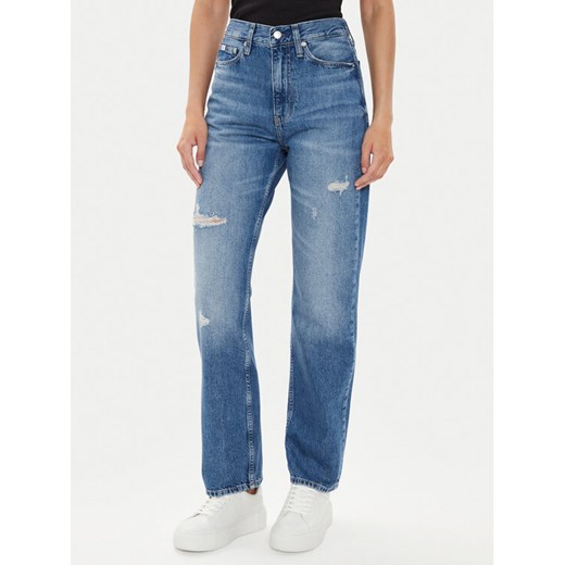 Calvin Klein Jeans Jeansy J20J223888 Niebieski Straight Fit ze sklepu MODIVO w kategorii Jeansy damskie - zdjęcie 182763721