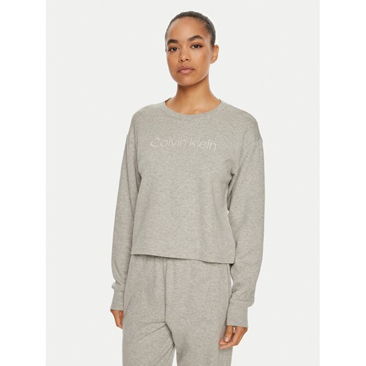 Calvin Klein Koszulka piżamowa Relaxed Crew Pullover QS7273E Szary Regular Fit ze sklepu MODIVO w kategorii Piżamy damskie - zdjęcie 182763863