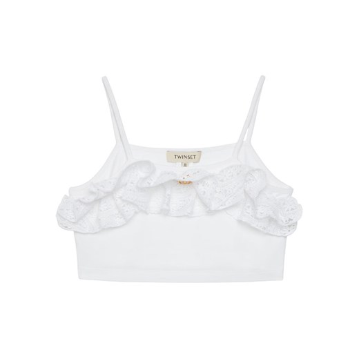 TWINSET Top 251GJ2QR5 Biały Slim Fit ze sklepu MODIVO w kategorii Bluzki dziewczęce - zdjęcie 182763901