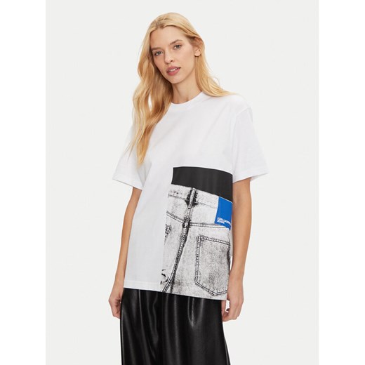 Karl Lagerfeld Jeans T-Shirt 246J1706 Biały Relaxed Fit ze sklepu MODIVO w kategorii Bluzki damskie - zdjęcie 182763981