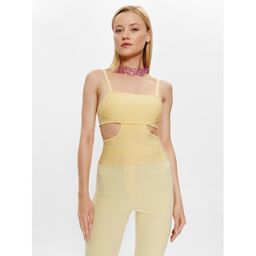 Patrizia Pepe Top 2K0172/K095-Y433 Żółty Slim Fit ze sklepu MODIVO w kategorii Bluzki damskie - zdjęcie 182764171