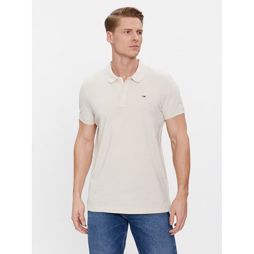 Tommy Jeans Polo DM0DM18312 Beżowy Slim Fit ze sklepu MODIVO w kategorii T-shirty męskie - zdjęcie 182764564