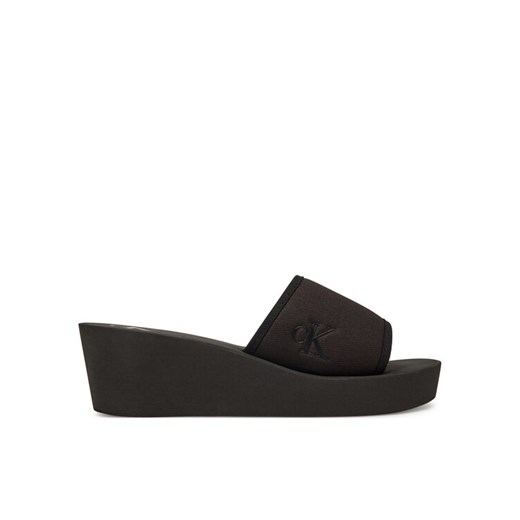 Calvin Klein Jeans Klapki Beach Wedge Slide Canvas YW0YW01725 Czarny ze sklepu MODIVO w kategorii Klapki damskie - zdjęcie 182764801