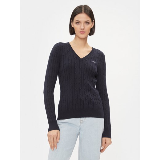 Gant Sweter 4800101 Granatowy Slim Fit ze sklepu MODIVO w kategorii Swetry damskie - zdjęcie 182764814