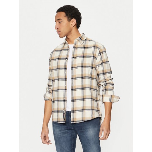 Tommy Jeans Koszula Check Flannel DM0DM20670 Beżowy Regular Fit ze sklepu MODIVO w kategorii Koszule męskie - zdjęcie 182764931