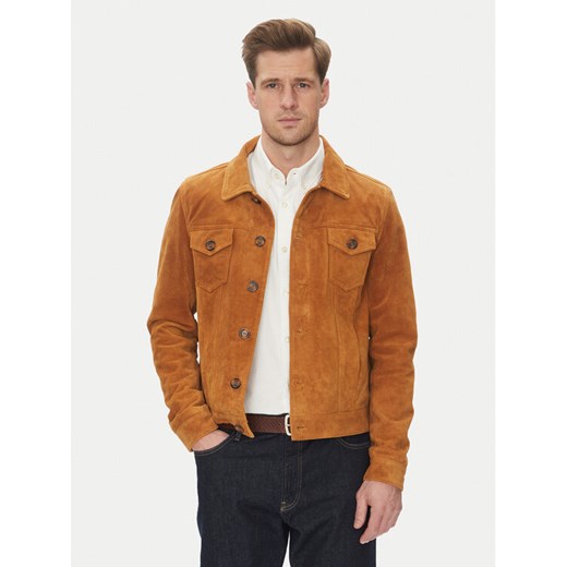 Serge Pariente Kurtka skórzana Jeans Brązowy Regular Fit ze sklepu MODIVO w kategorii Kurtki męskie - zdjęcie 182765144