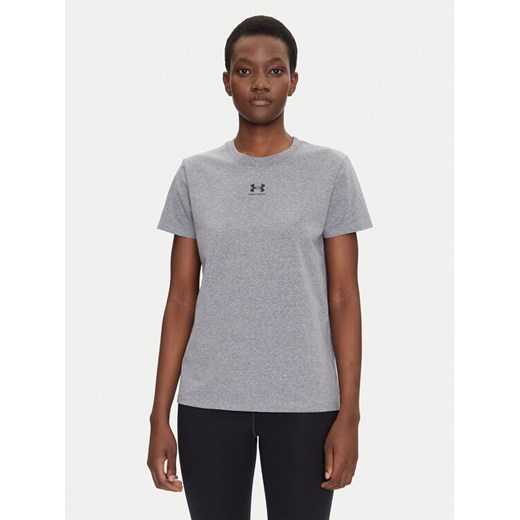 Under Armour Koszulka techniczna Rival Core 1383648 Szary Regular Fit ze sklepu MODIVO w kategorii Bluzki damskie - zdjęcie 182765204
