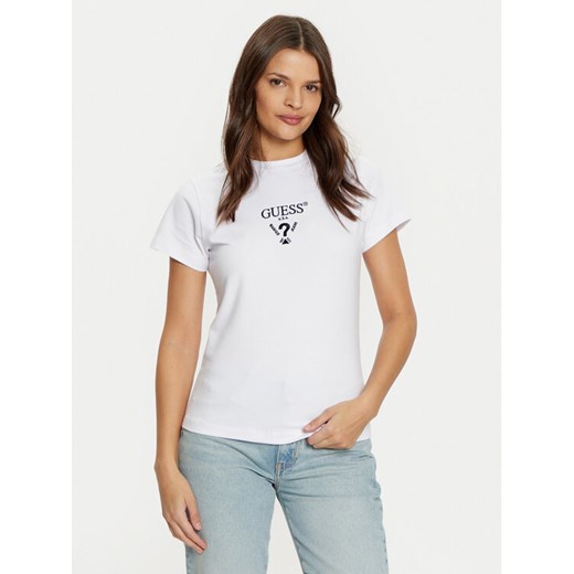 Guess T-Shirt V4YI21 KCDH1 Biały Slim Fit ze sklepu MODIVO w kategorii Bluzki damskie - zdjęcie 182765273
