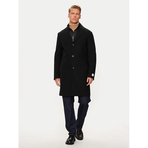 Calvin Klein Płaszcz wełniany K10K113270 Czarny Regular Fit ze sklepu MODIVO w kategorii Płaszcze męskie - zdjęcie 182765452