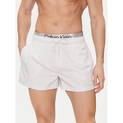 Calvin Klein Swimwear Szorty kąpielowe KM0KM00947 Biały Regular Fit ze sklepu MODIVO w kategorii Kąpielówki - zdjęcie 182765782