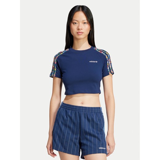 adidas T-Shirt Liberty London 3-Stripes Infill Baby JC7788 Granatowy Slim Fit ze sklepu MODIVO w kategorii Bluzki damskie - zdjęcie 182766034