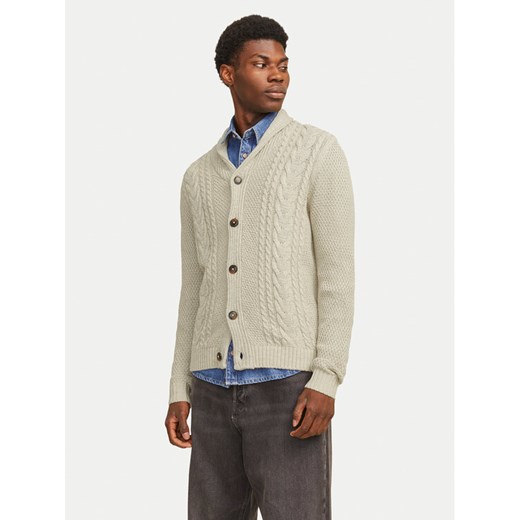 Jack&Jones Kardigan Craig 12258484 Écru Regular Fit ze sklepu MODIVO w kategorii Swetry męskie - zdjęcie 182766162