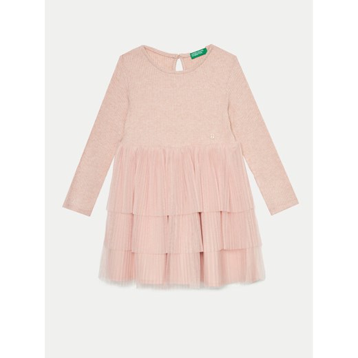 United Colors Of Benetton Sukienka elegancka 4TQFGV022 Różowy Regular Fit ze sklepu MODIVO w kategorii Sukienki dziewczęce - zdjęcie 182766200