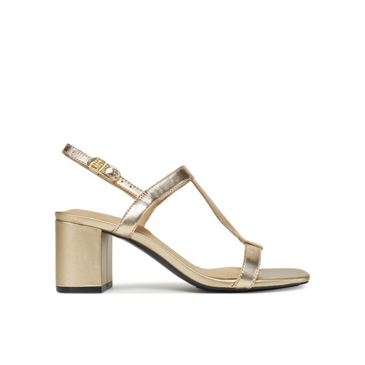 Tommy Hilfiger Sandały Leather Block Heel Sandal Metal FW0FW08590 Złoty ze sklepu MODIVO w kategorii Sandały damskie - zdjęcie 182766211