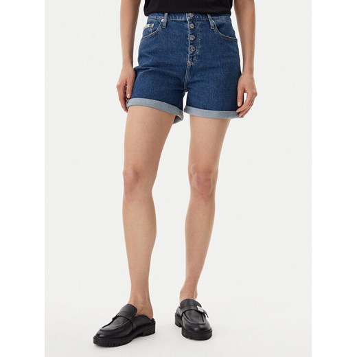 Calvin Klein Jeans Szorty jeansowe J20J225512 Granatowy Mom Fit ze sklepu MODIVO w kategorii Szorty - zdjęcie 182766270