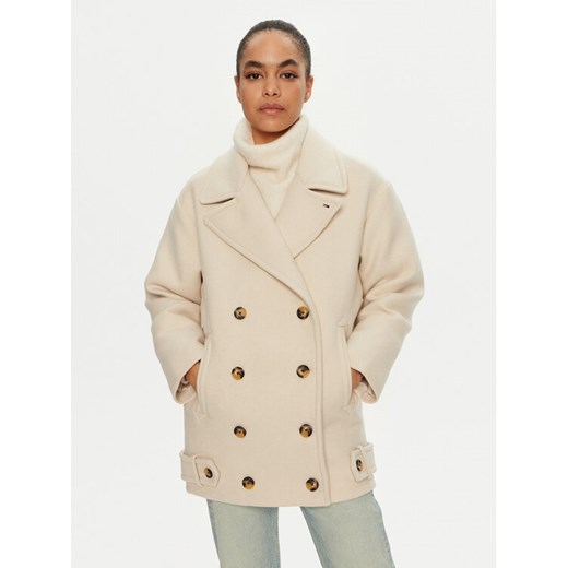 Tommy Jeans Płaszcz przejściowy DW0DW19752 Beżowy Regular Fit ze sklepu MODIVO w kategorii Płaszcze damskie - zdjęcie 182766403
