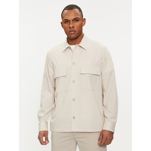 Calvin Klein Koszula K10K111364 Beżowy Boxy Fit ze sklepu MODIVO w kategorii Koszule męskie - zdjęcie 182766462