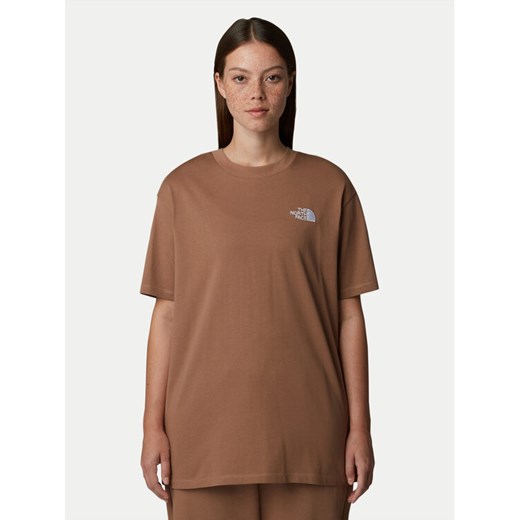 The North Face T-Shirt Simple Dome NF0A87NQ Brązowy Oversize ze sklepu MODIVO w kategorii Bluzki damskie - zdjęcie 182766481