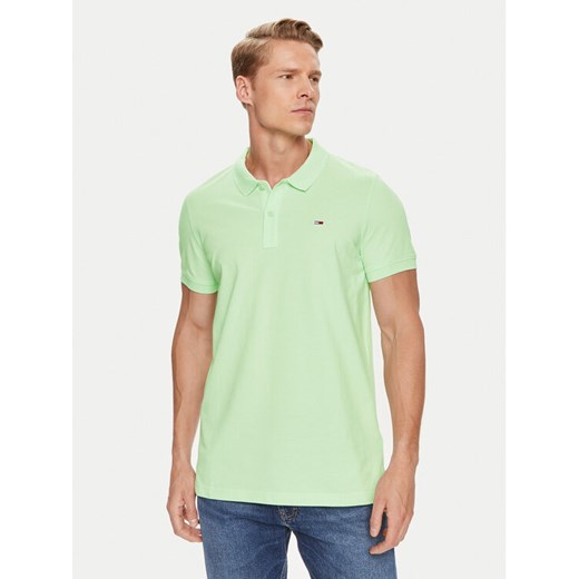 Tommy Jeans Polo DM0DM18312 Zielony Slim Fit ze sklepu MODIVO w kategorii T-shirty męskie - zdjęcie 182766621