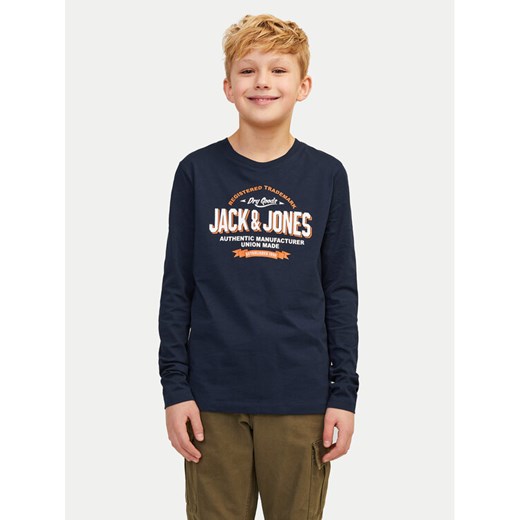 Jack&Jones Junior Bluzka Logo 12258882 Granatowy Regular Fit ze sklepu MODIVO w kategorii T-shirty chłopięce - zdjęcie 182766704